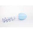 The Teething Egg Baby Blue Teething Egg with grey chevron clip