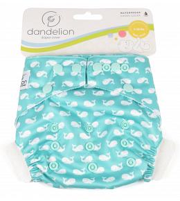 Dandelion Diapers Diaper Covers  with Snaps- One Size - Whales