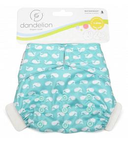 Dandelion Diapers Diaper Cover with Hook and Loop- One Size - Whales