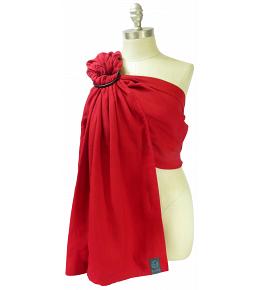 Koru Carrier Linen Ring Sling Baby Carrier, Double-Layer - Rouge (Black Ring/Matte)