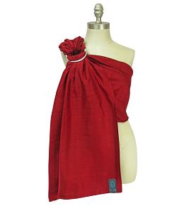 Koru Carrier Silk Ring Sling Baby Carrier, Double-Layer - Scarlet (Silver Ring/Matte)