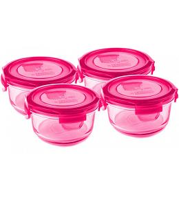 Wean Green Lunch Bowls Baby Food Containers - Raspberry 4 Pack