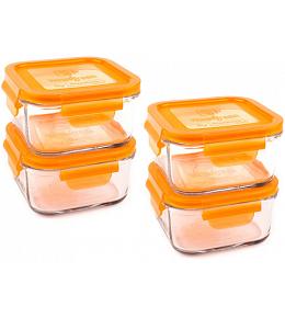 Wean Green Lunch Cubes Baby Food Containers - Carrot 4 Pack