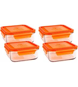Wean Green Meal Cubes Glass Tupperware Containers - Carrot Set of 4