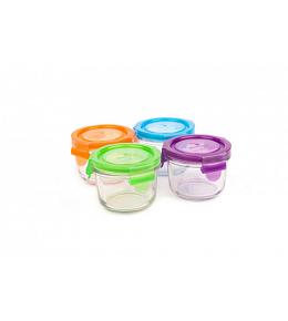Wean Green Round Wean Bowls Baby Food Containers - Multi-Color Garden 4 Pack Featuring Grape