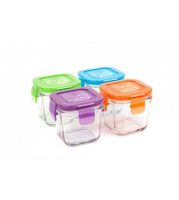 Wean Green Wean Cubes Glass Baby Food Containers - Multi-Color Garden 4 Pack Featuring Grape
