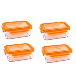 Wean Green Lunch Tub Glass Food Storage Containers - Carrot Set of 4